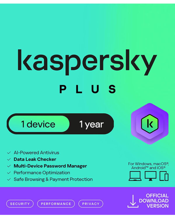 Kaspersky Plus - 1 User, 1 Year, Email Delivery