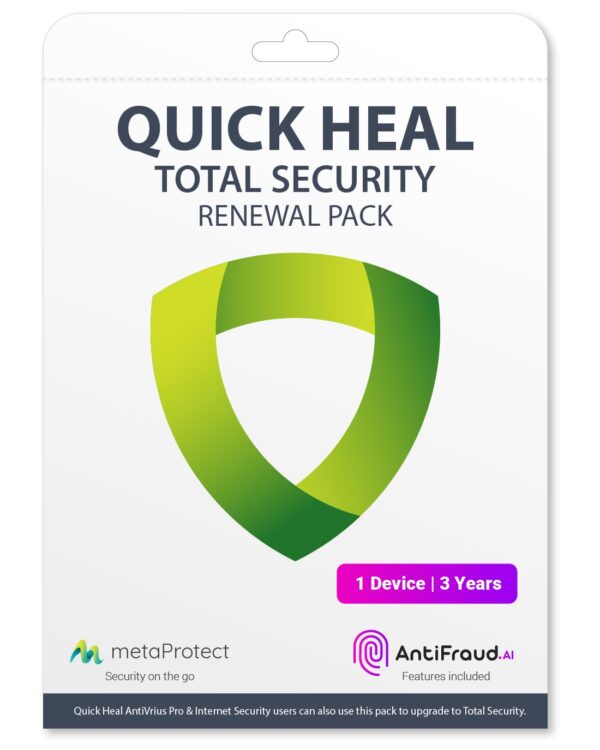 Quick Heal Total Security – Renewal, 1 User, 3 Years, Email Delivery