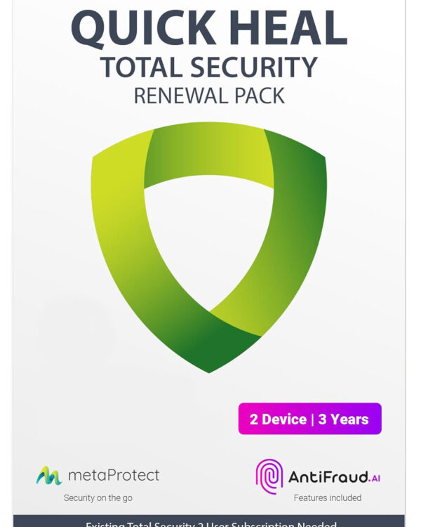 Quick Heal Total Security – Renewal, 2 Users, 3 Years, Email Delivery